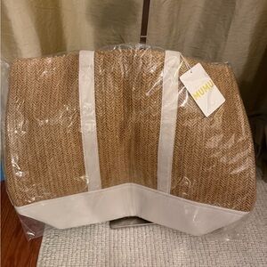 Show Me Your MuMu Natural Straw Tote with White Trim